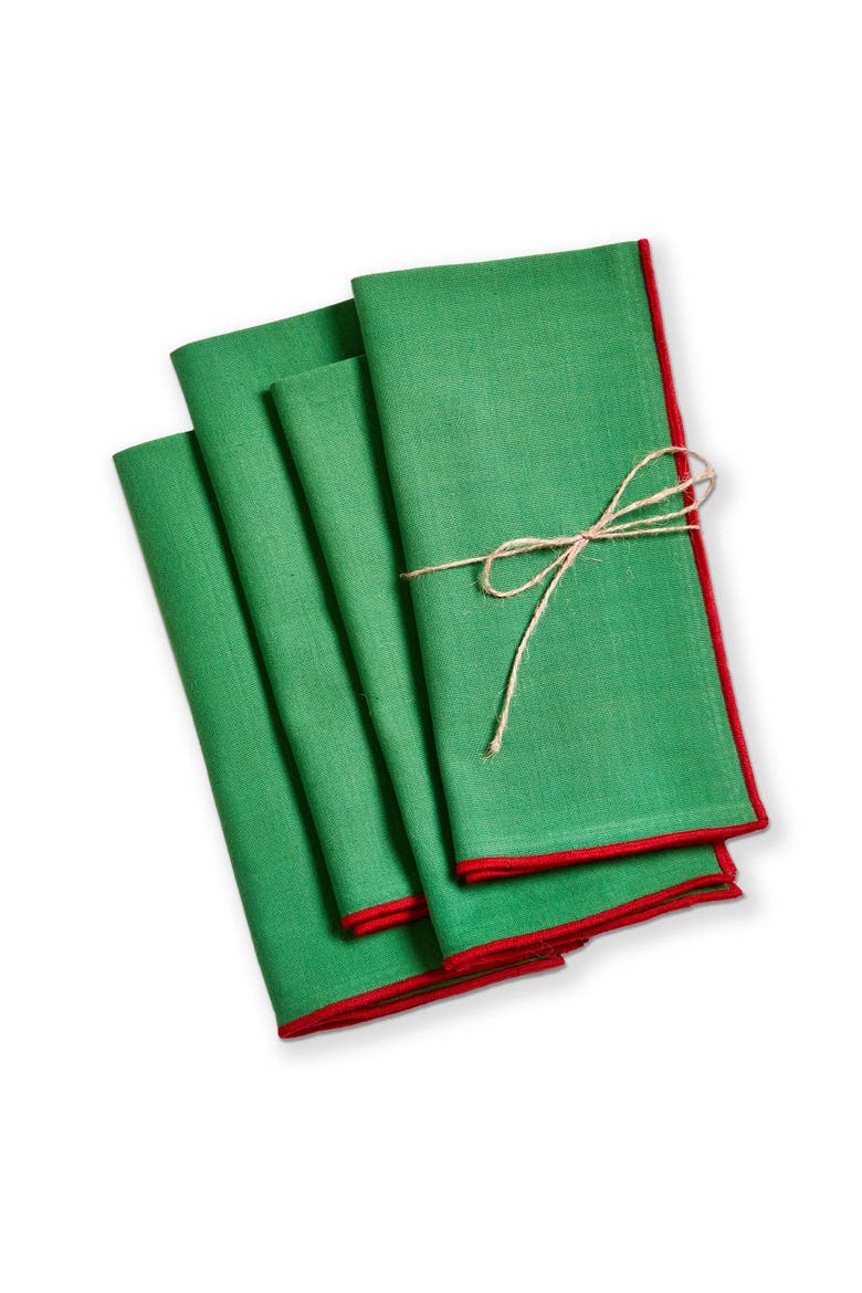 Bright Green Cloth Napkins - Cotton Kitchen Textiles, Main, color, Green
