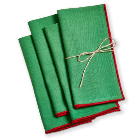 Bright Green Cloth Napkins - Cotton Kitchen Textiles