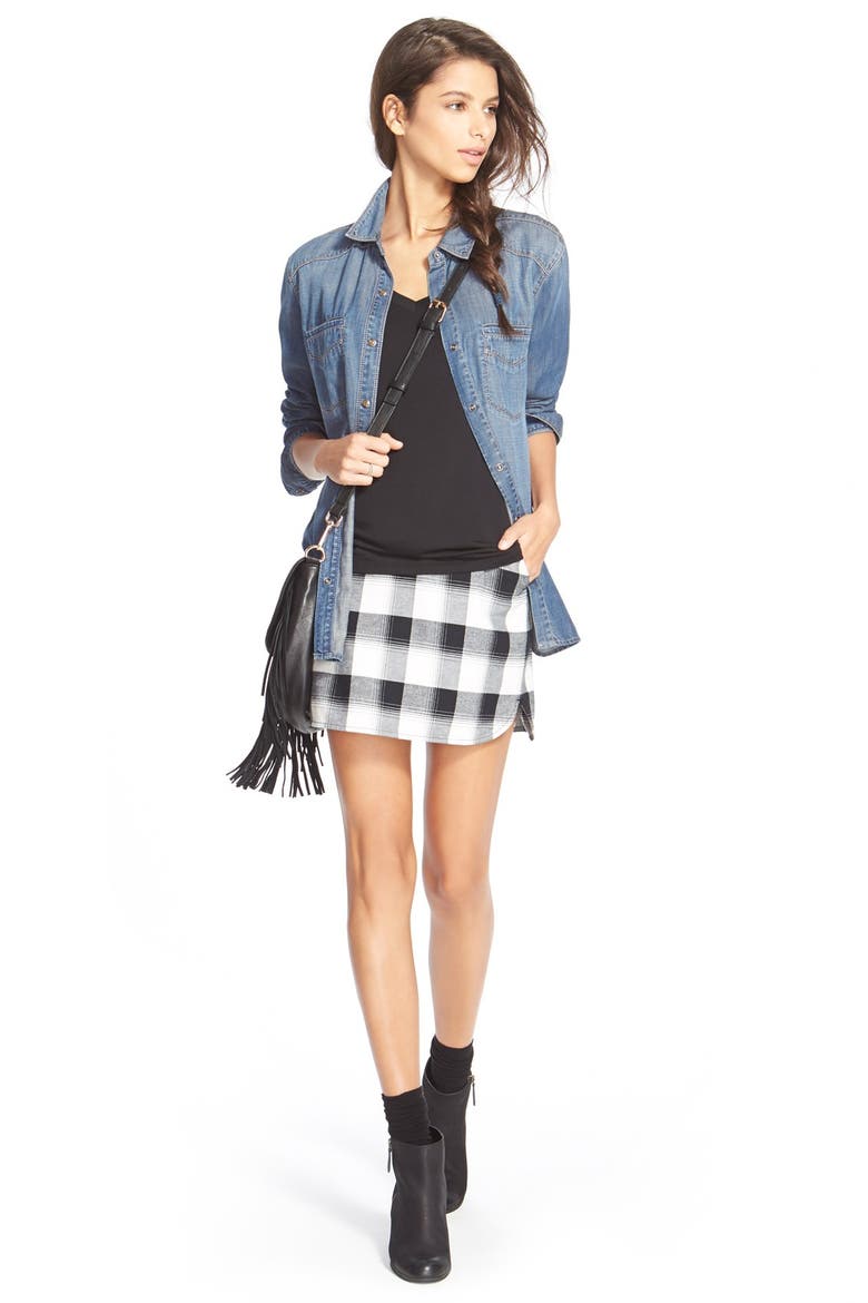Treasure&Bond Plaid Miniskirt, Alternate, color, BLACK RANCHER PLAID
