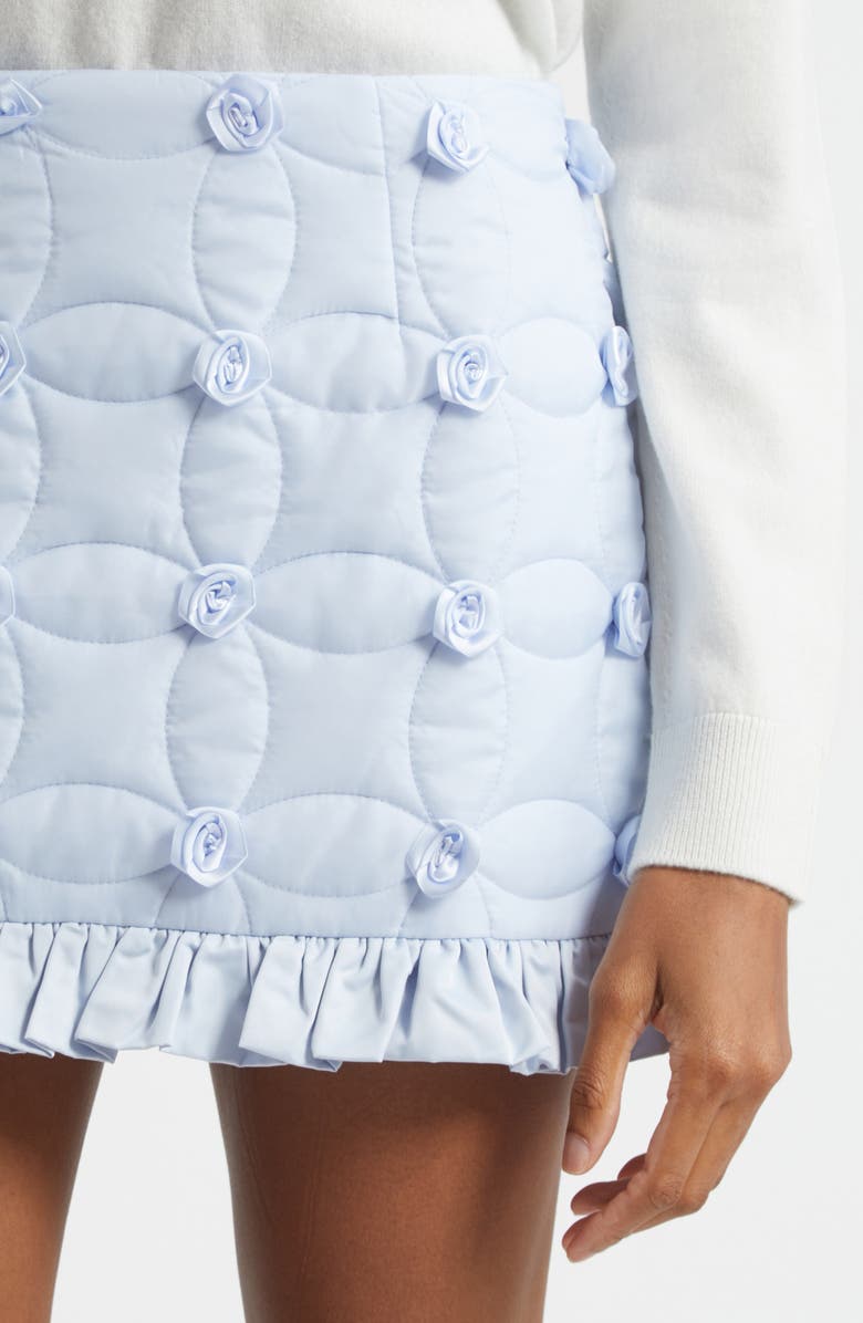 Tanner Fletcher Gender Inclusive Matilda Quilted Rosette Ruffle Miniskirt, Alternate, color, Light Blue