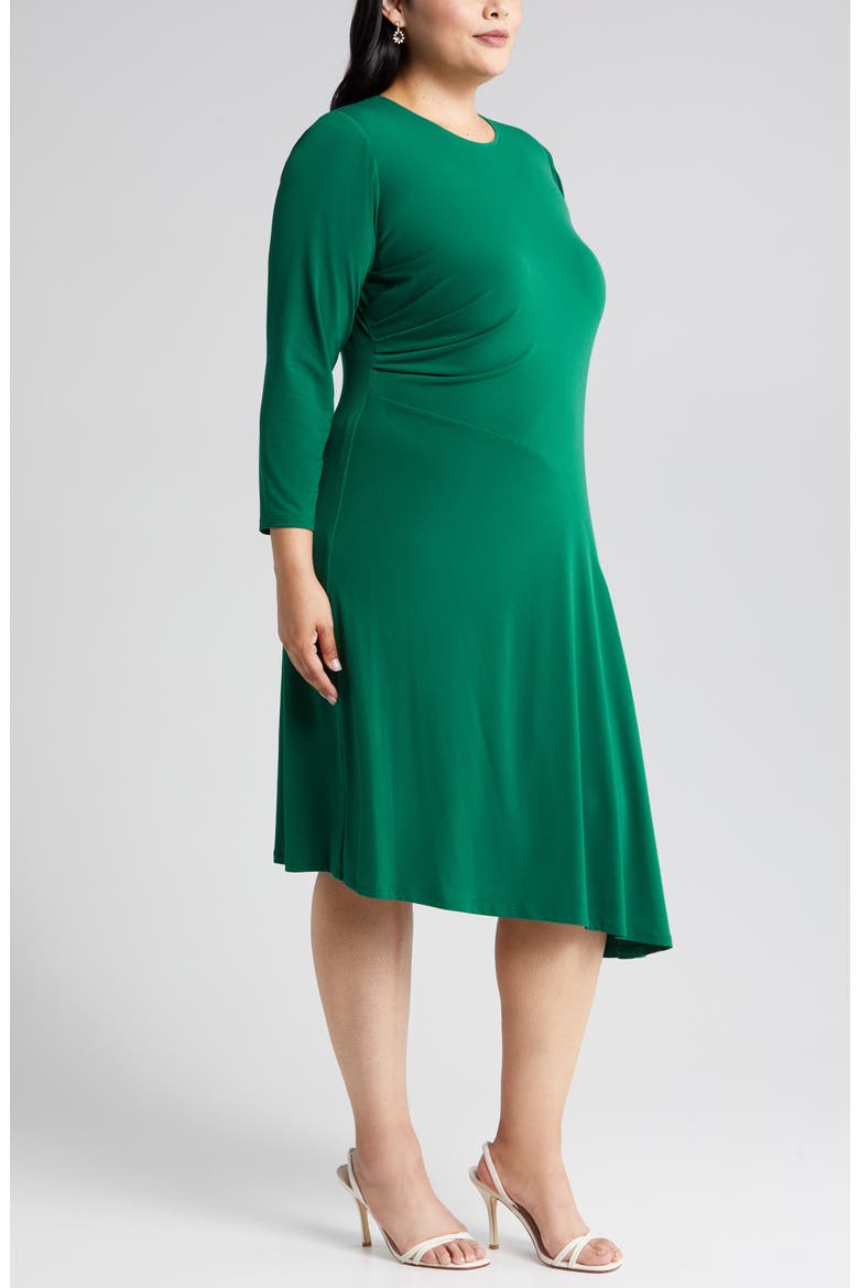 Long Sleeve Asymmetric Hem Jersey Dress, Alternate, color, EVERGREEN