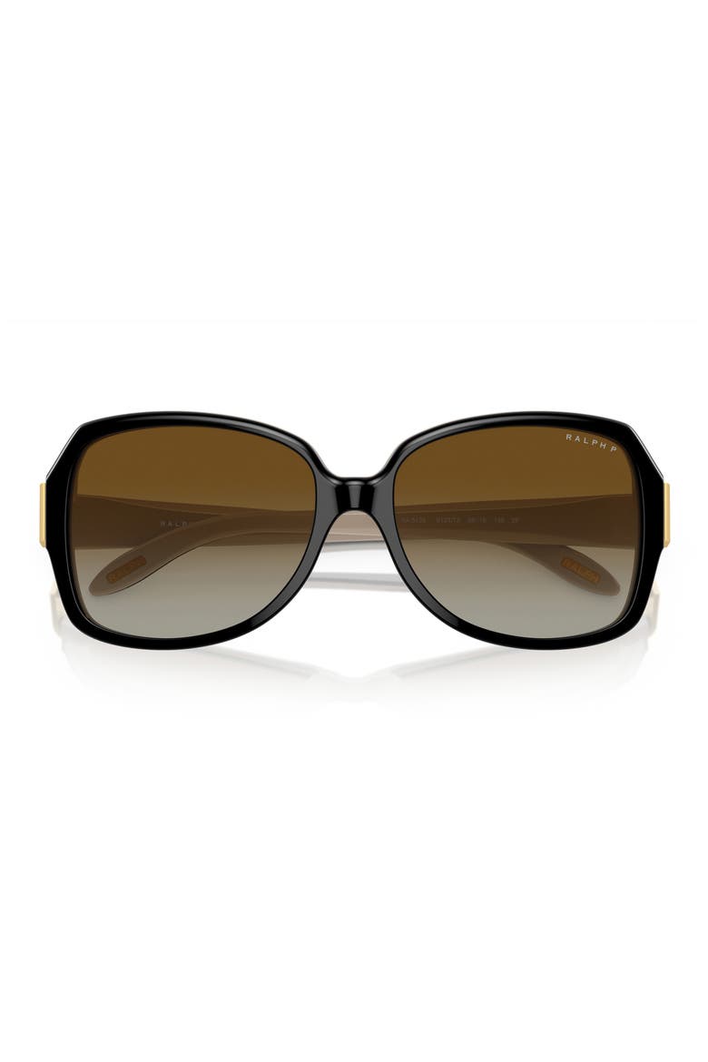 58mm Gradient Butterfly Sunglasses, Alternate, color, SHINY BLACK NUDE / BROWN