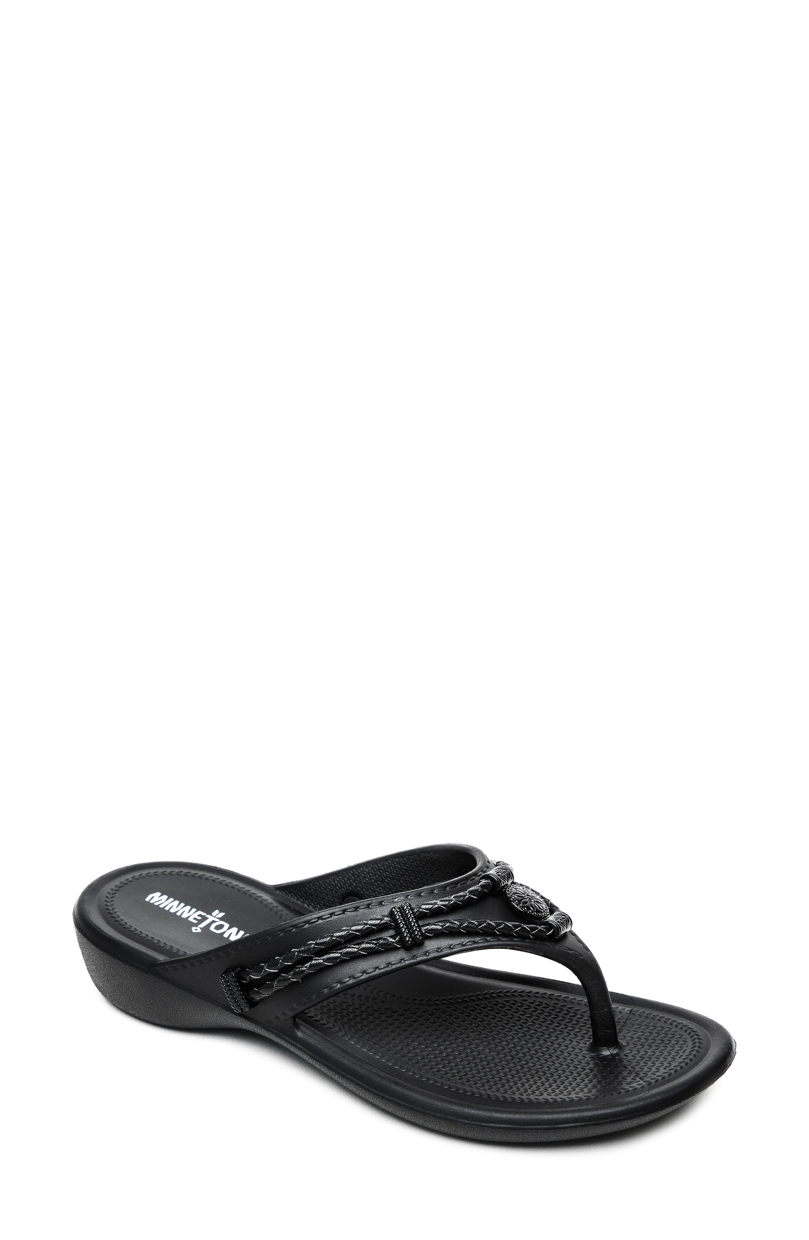 Minnetonka Silverthorne Prism Waterproof Flip Flop, Main, color, Black