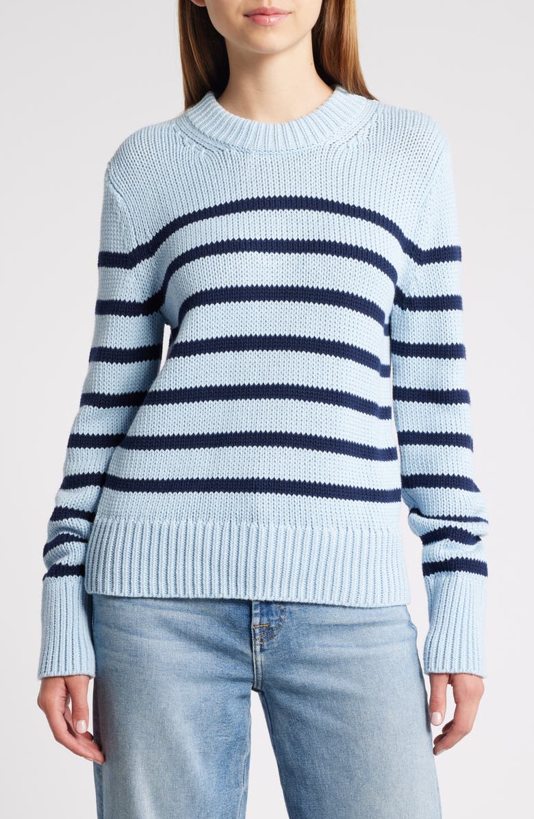Rails Alise Stripe Cotton Crewneck Sweater, Main, color, Sky Navy Stripe