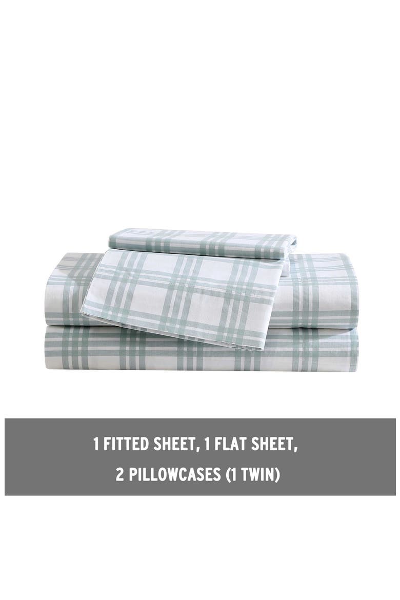 Basic Plaid Sheet Set, Alternate, color, WHITE/ PALE GREEN