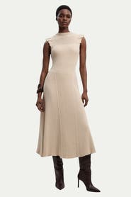 Karen Millen Pointelle Frill Sleeve Knit Midi Dress