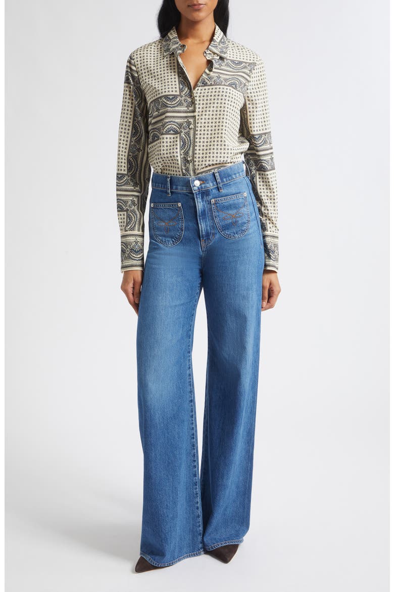 Monique Mixed Paisley Silk Blend Shirt, Alternate, color, ECRU MULTI