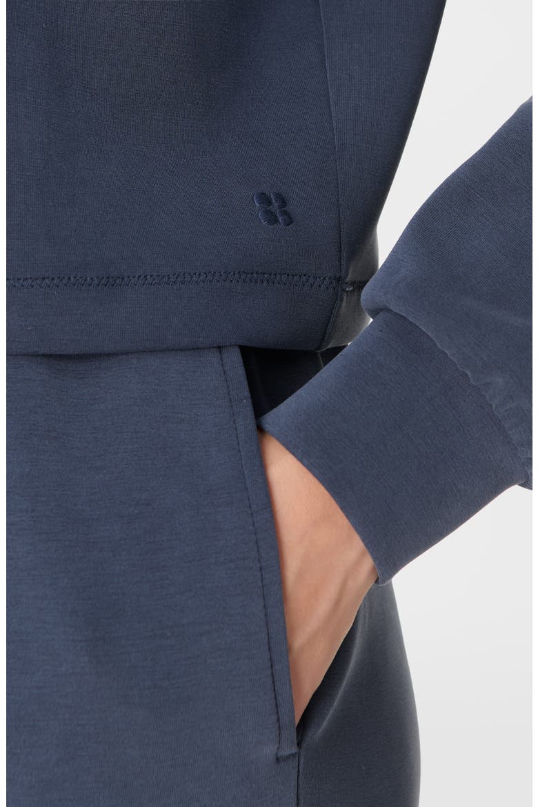 Sand Wash Crop Henley Sweatshirt, Alternate, color, FRENCH NAVY