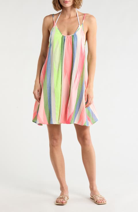 Stripe Cotton Cover-Up Dress