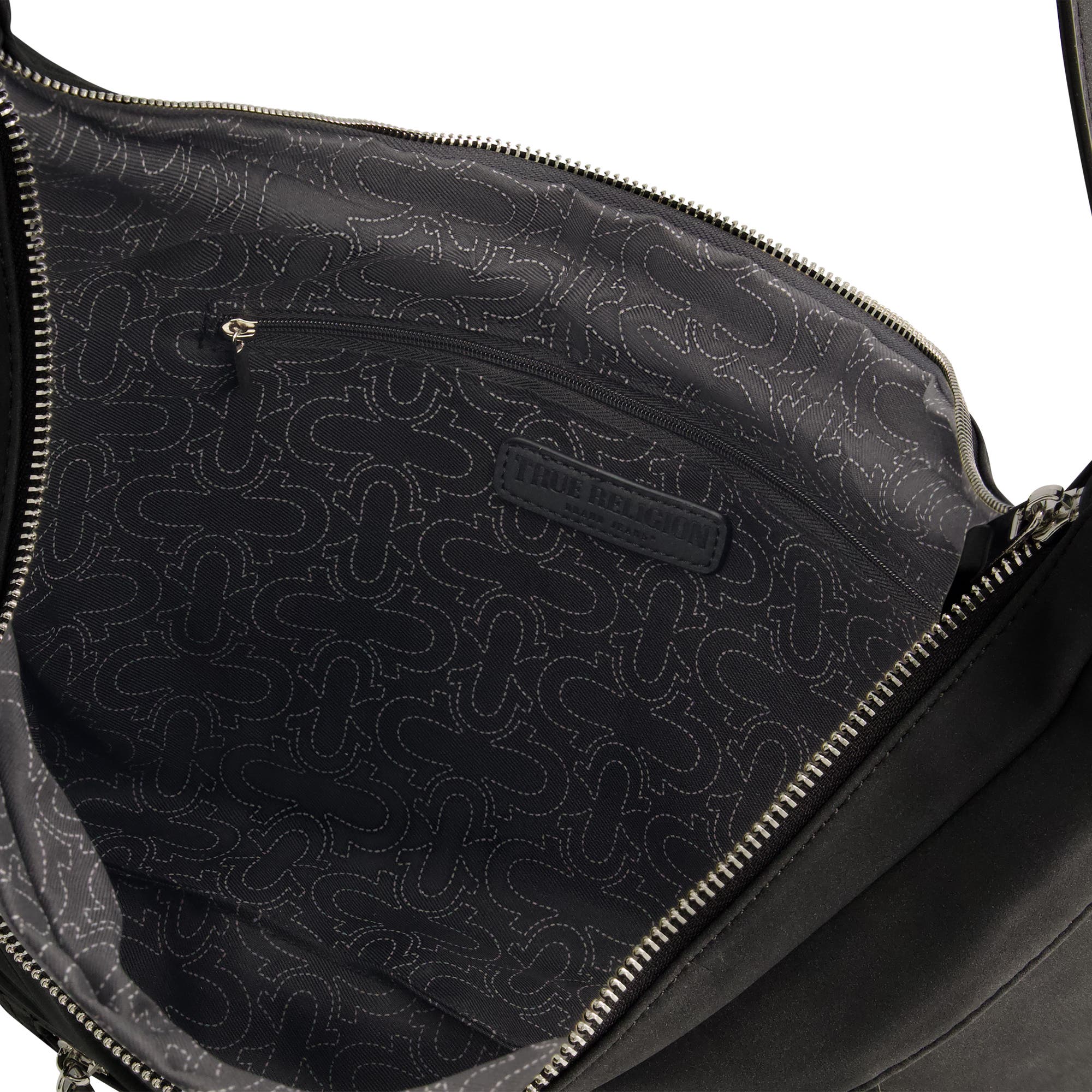 True Religion Suede Zip Top Hobo, Alternate, color, Black