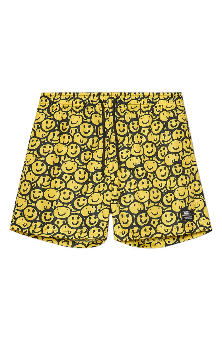 WeSC Men's Zack Smiley Face Print Shorts, Main, color, 