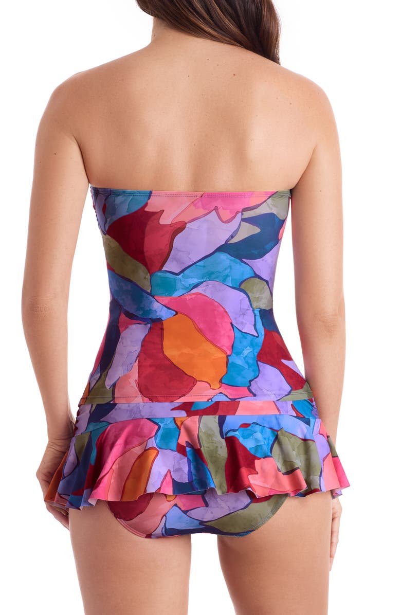 Mimi Flamingo Aria Bandini Strapless Tankini Top, Alternate, color, Eden