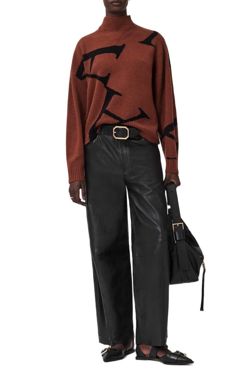 AllSaints A Star Turtleneck Sweater, Alternate, color, Chestnut Brown/ Black