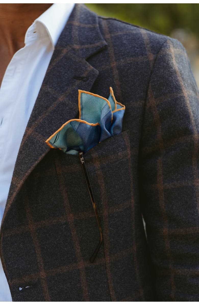 Elizabetta Early Autumn - Silk Pocket Square for Men, Alternate, color, Blue