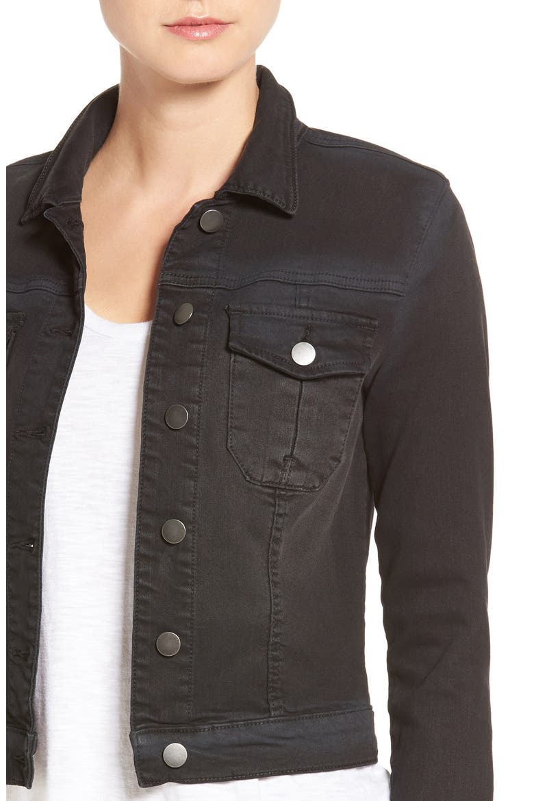 'Amelia' Denim Jacket, Alternate, color, BLACK