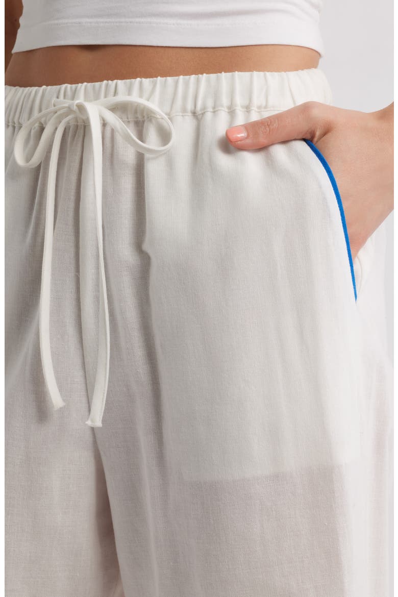 Tildi Shell Embroidered Cotton & Linen Pants, Alternate, color, WHITE