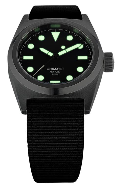 Unimatic Modello Due Automatic Nato Strap Classic Watch, 37mm X 39mm In Black Steel