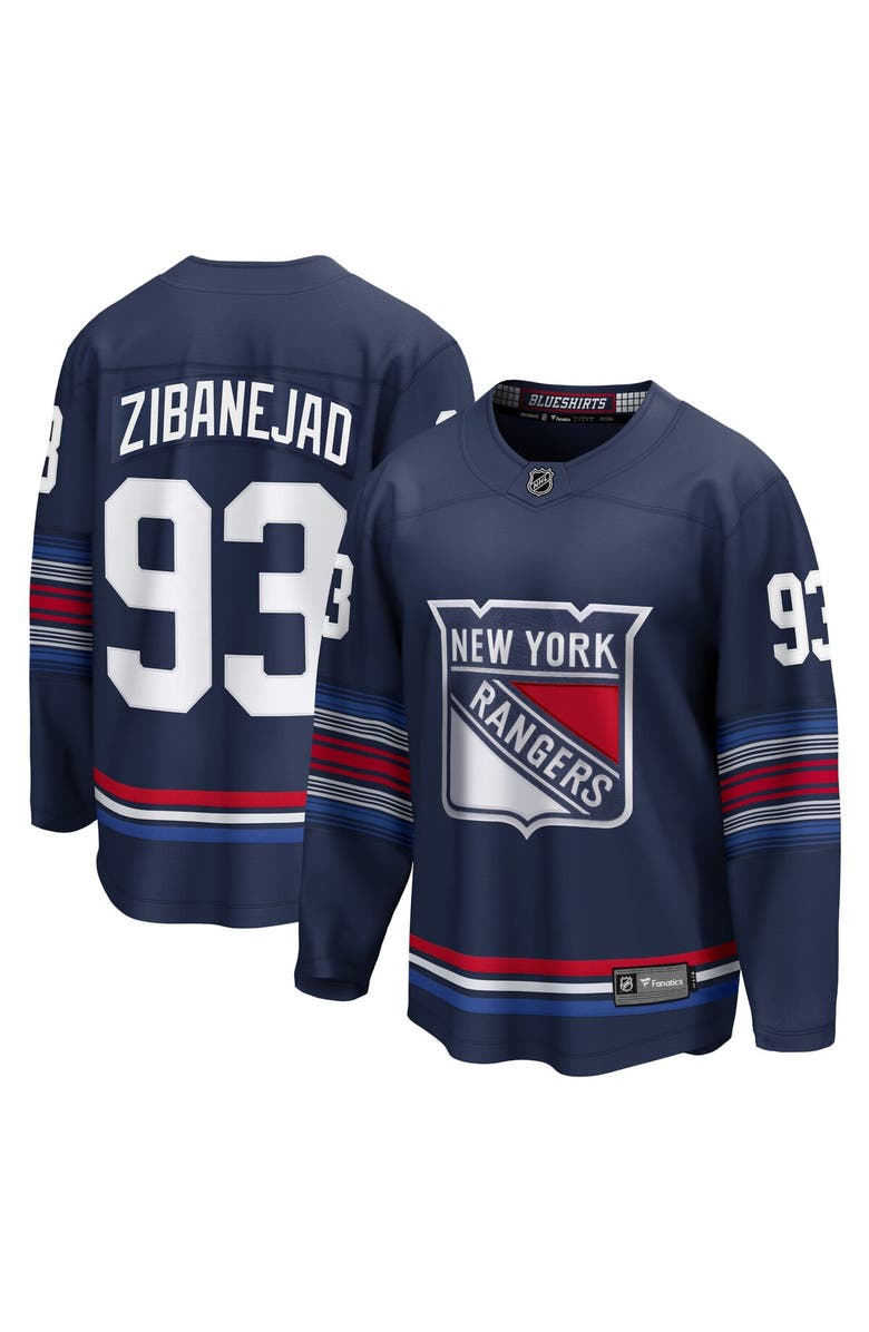 FANATICS Men's Fanatics Mika Zibanejad Navy New York Rangers Alternate Premier Breakaway Player Jersey, Main, color, 