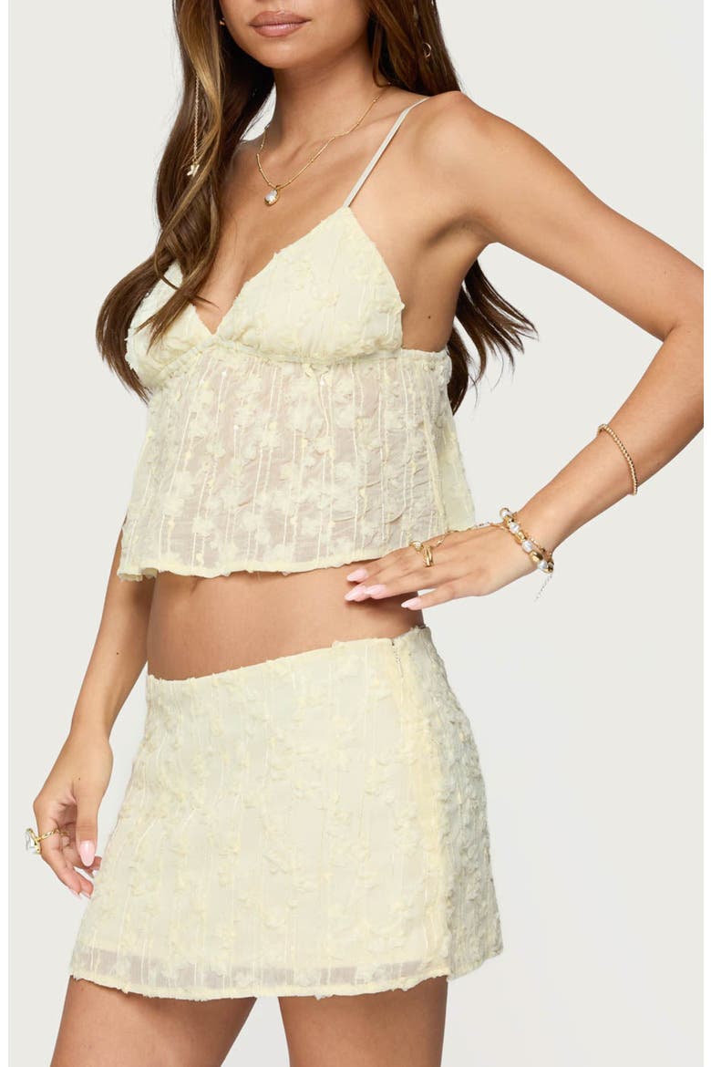 Leora Textured Semisheer Crop Top, Alternate, color, YELLOW