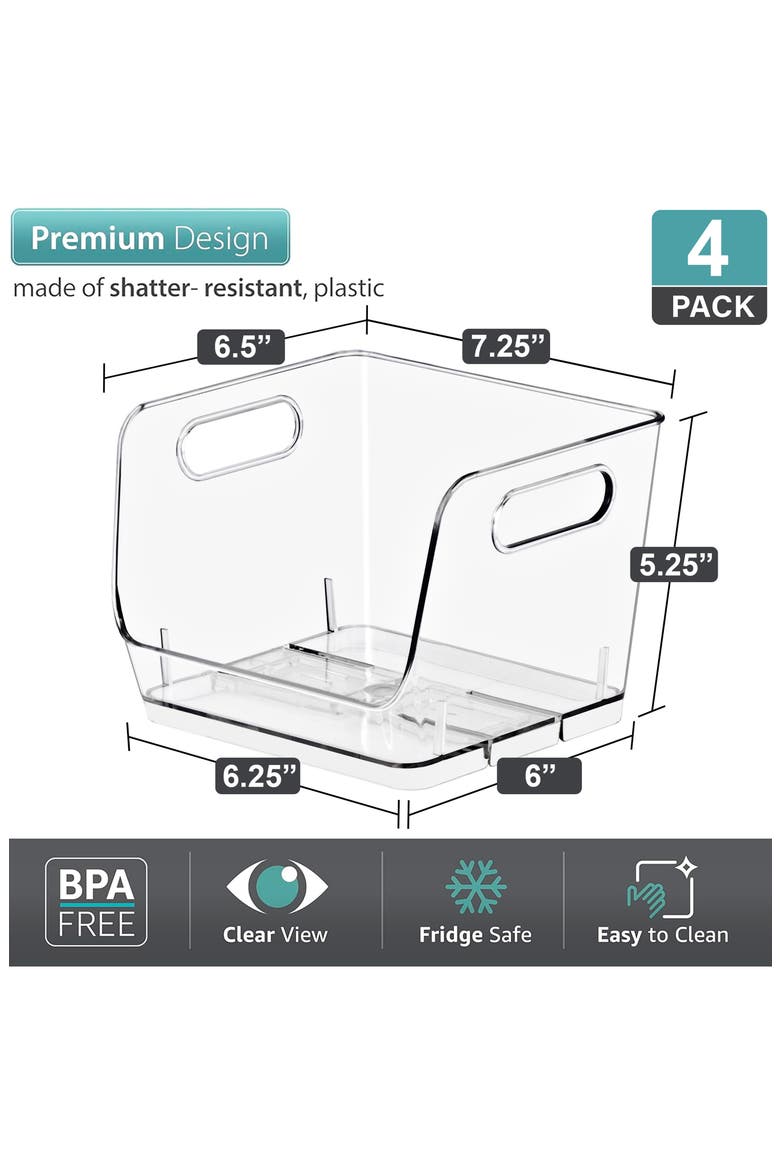Set of 4 Stackable Open Front Bins, Alternate, color, NO COLOR