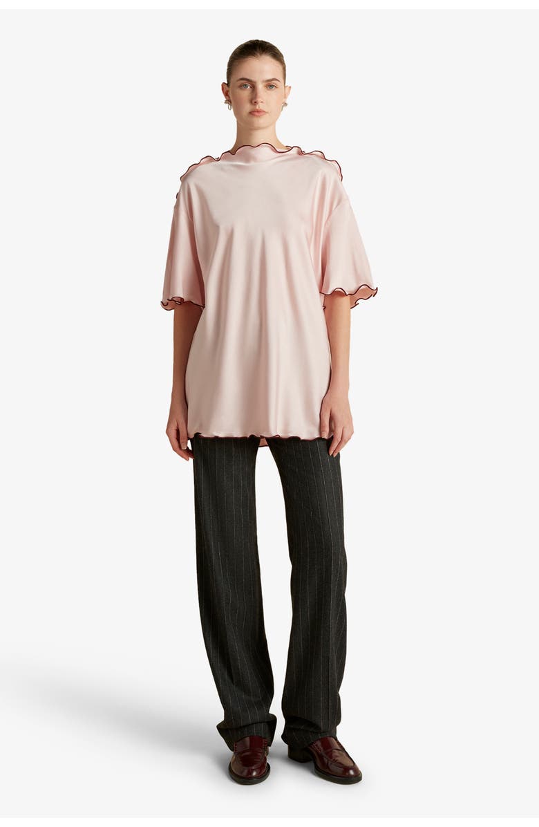 Marina Moscone Wool Pinstripe Tailored Trouser, Alternate, color, Charcoal/Camellia