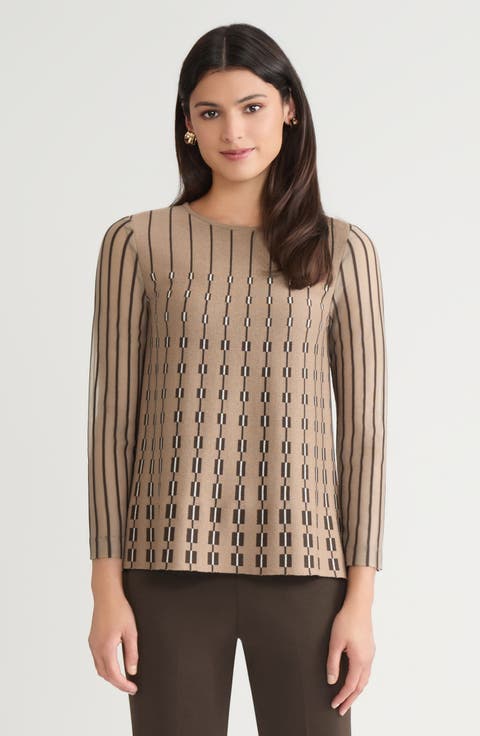 A-Line Linear Patterned Soft Knit Top