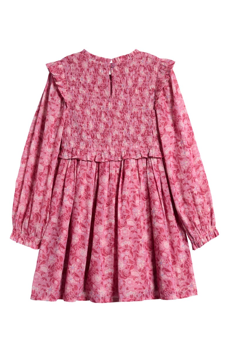 Nordstrom Kids' Floral Metallic Thread Long Sleeve Dress, Alternate, color, Purple Victoria Lizzie Brocade