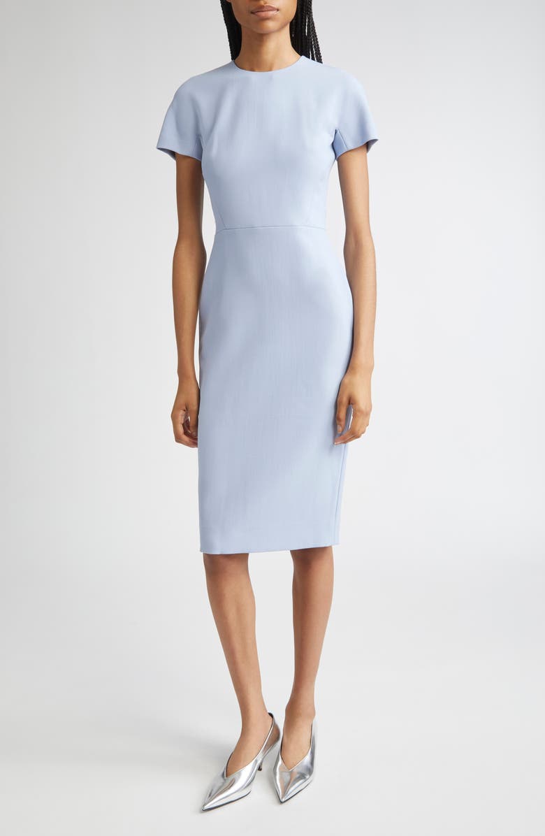 Victoria Beckham Fitted Double Crepe T-Shirt Dress, Main, color, Delphinium