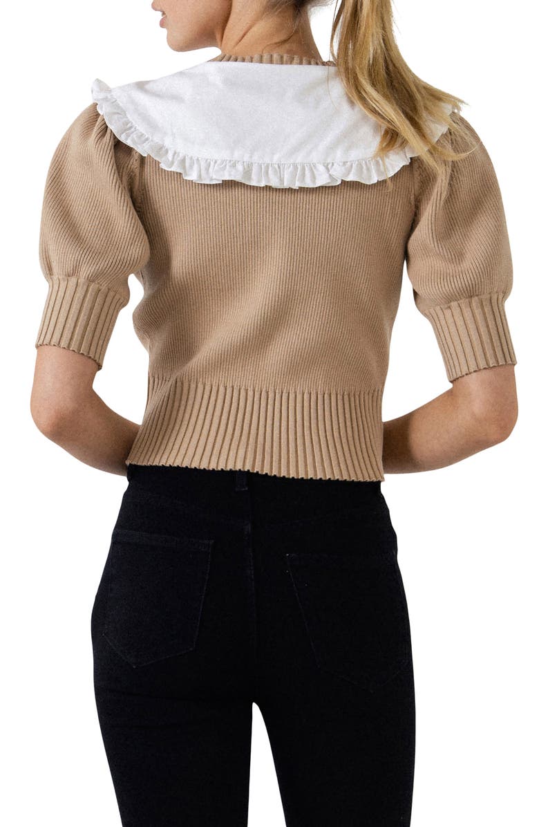 English Factory Ruffle Collar Sweater, Alternate, color, 