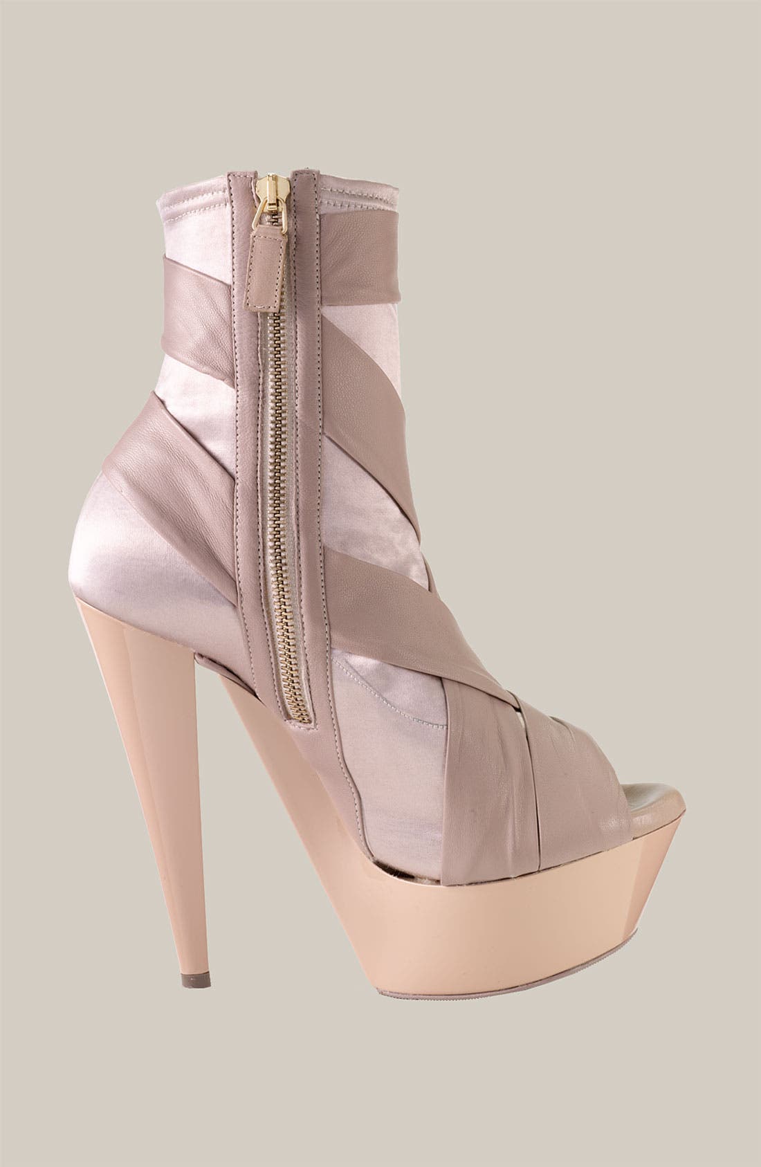 Platform Peep Toe Bootie, Alternate, color, NUDE