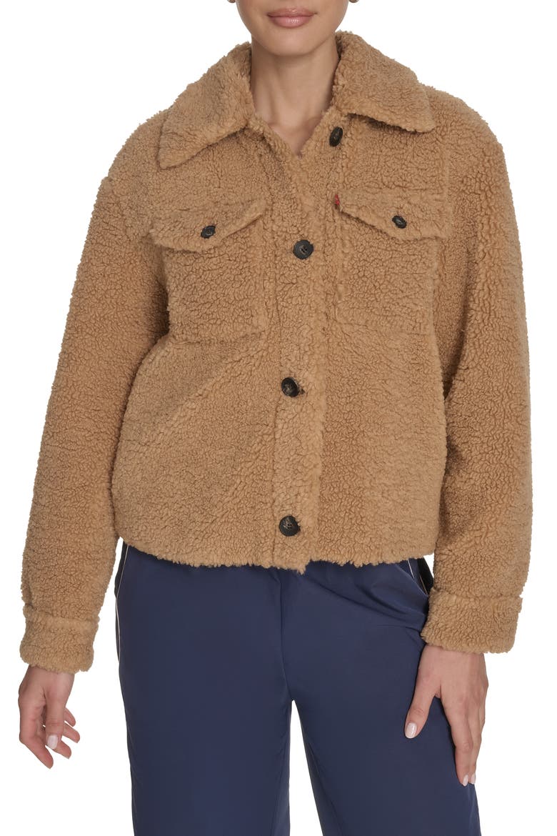 Faux Shearling Shacket, Main, color, CHESTNUT
