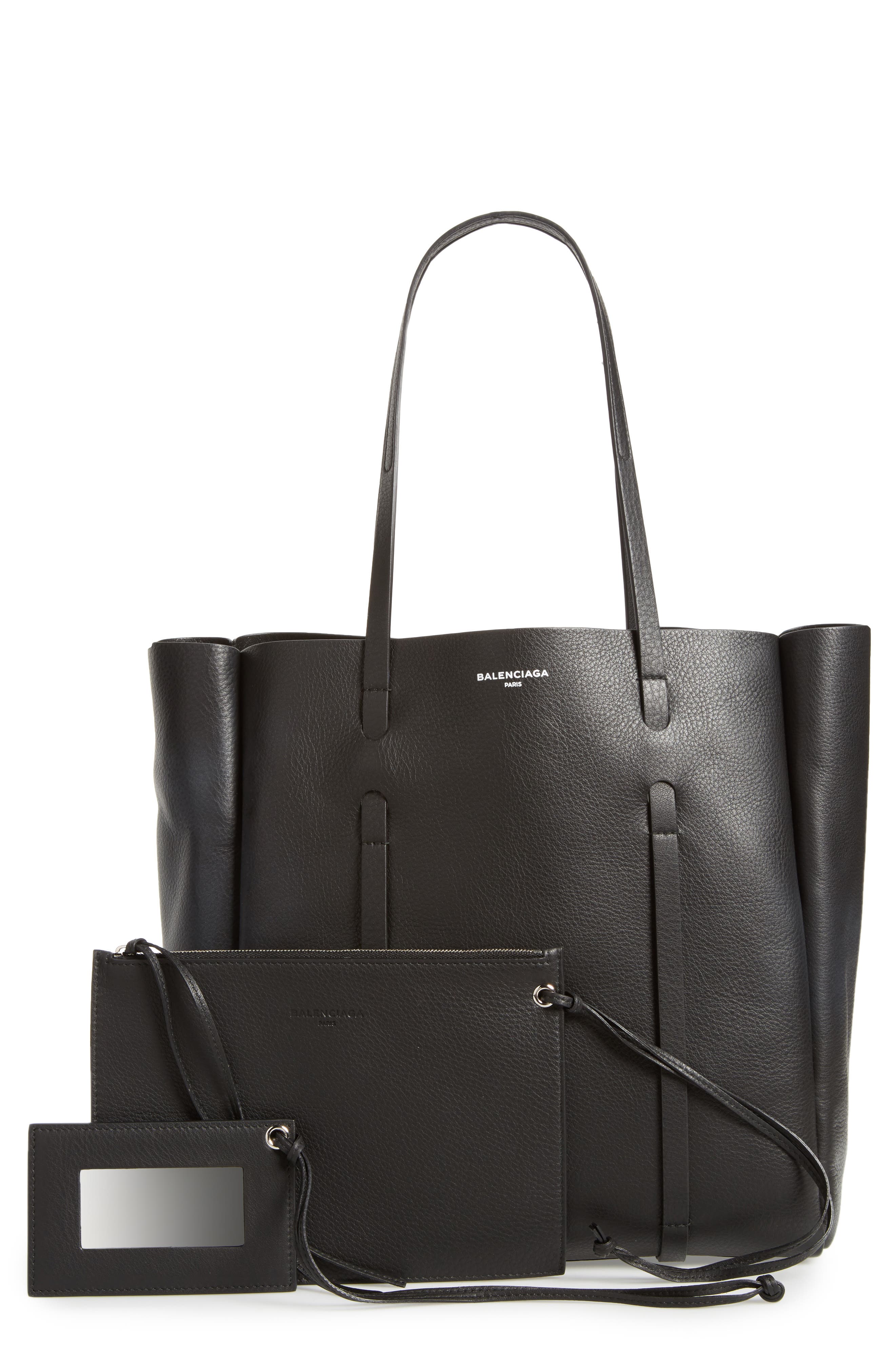 Small Everyday Calfskin Tote, Main, color, NOIR/ NOIR