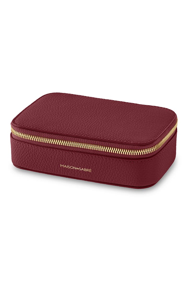 Leather Jewellery Case, Alternate, color, Plum Red