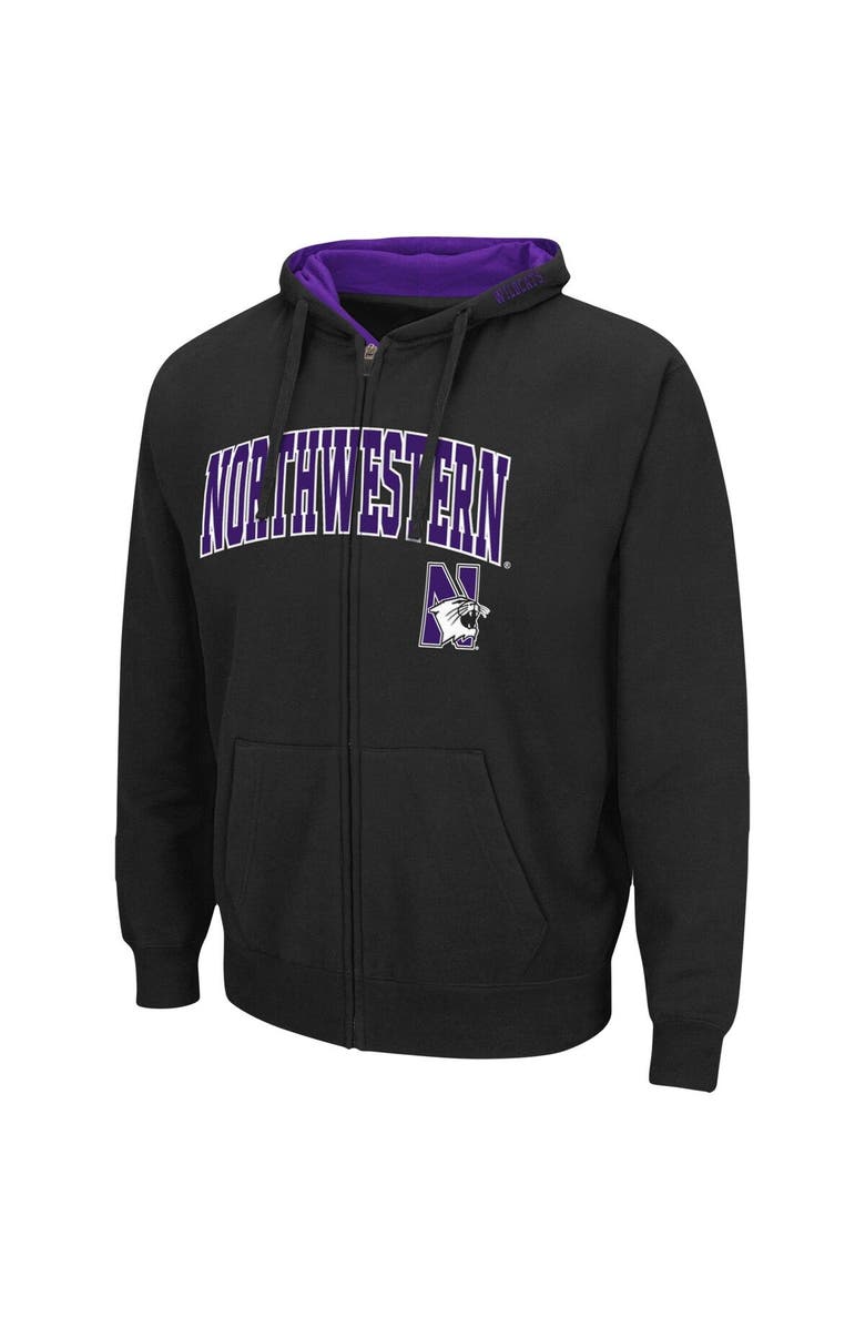 COLOSSEUM Men's Colosseum Black Northwestern Wildcats Arch & Logo 3.0 Full-Zip Hoodie, Alternate, color, Black