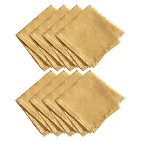 Elegant Woven Leaves Jacquard Damask Napkin Set of 8