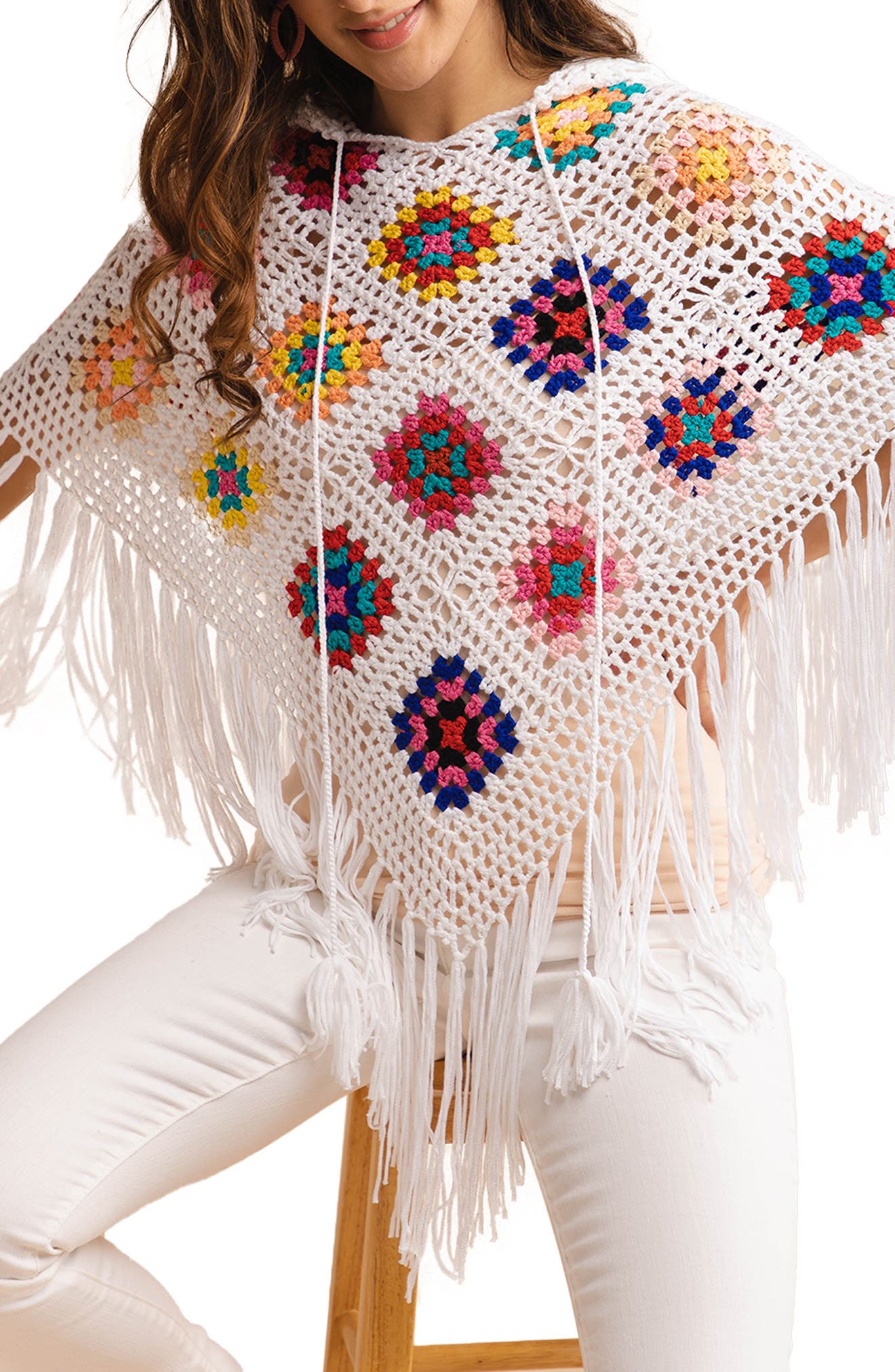 SAACHI Square Crochet Poncho