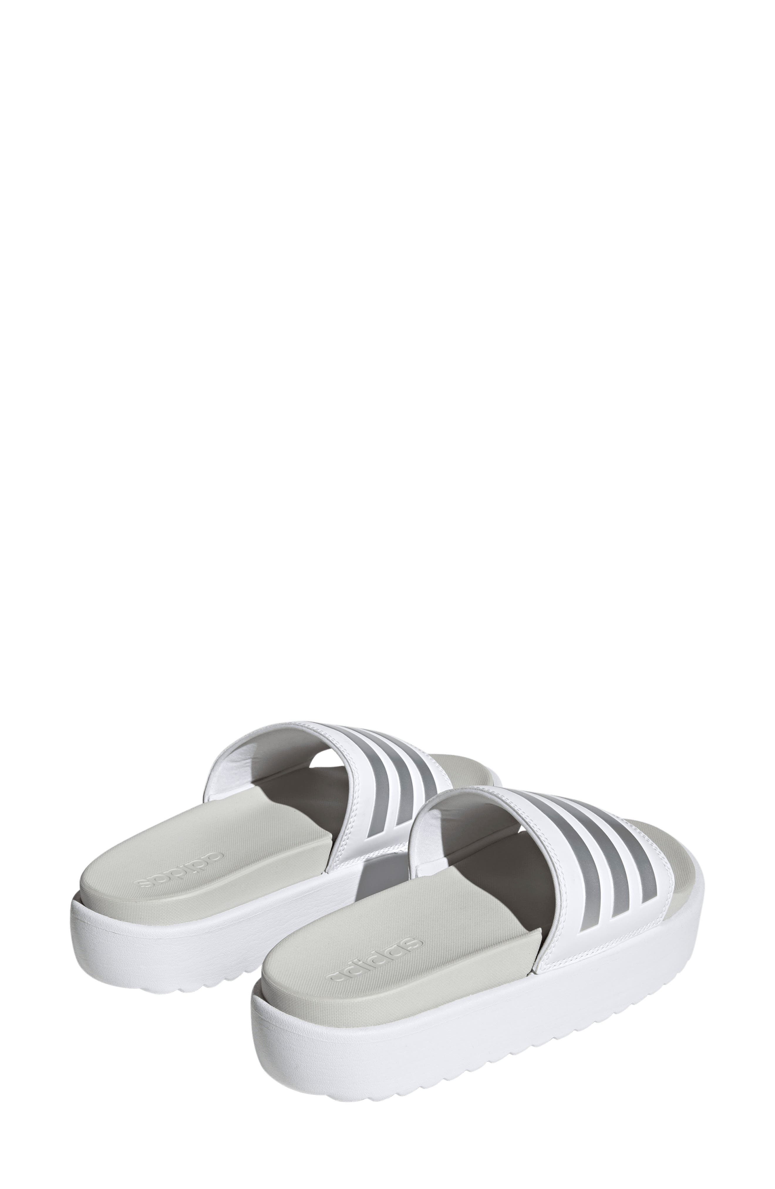adidas Adilette Sandal, Alternate, color, White/ Met./ Grey One