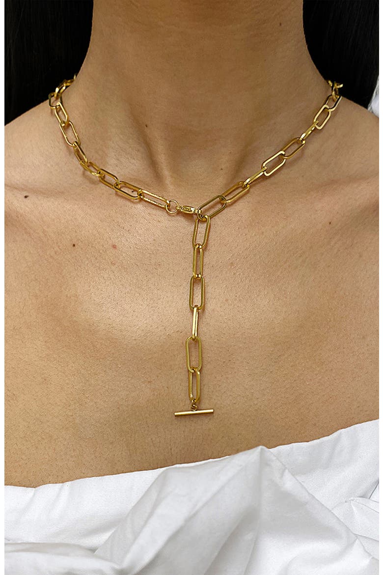 Water Resistant Paperclip Chain Y-Drop Necklace, Alternate, color, YELLOW