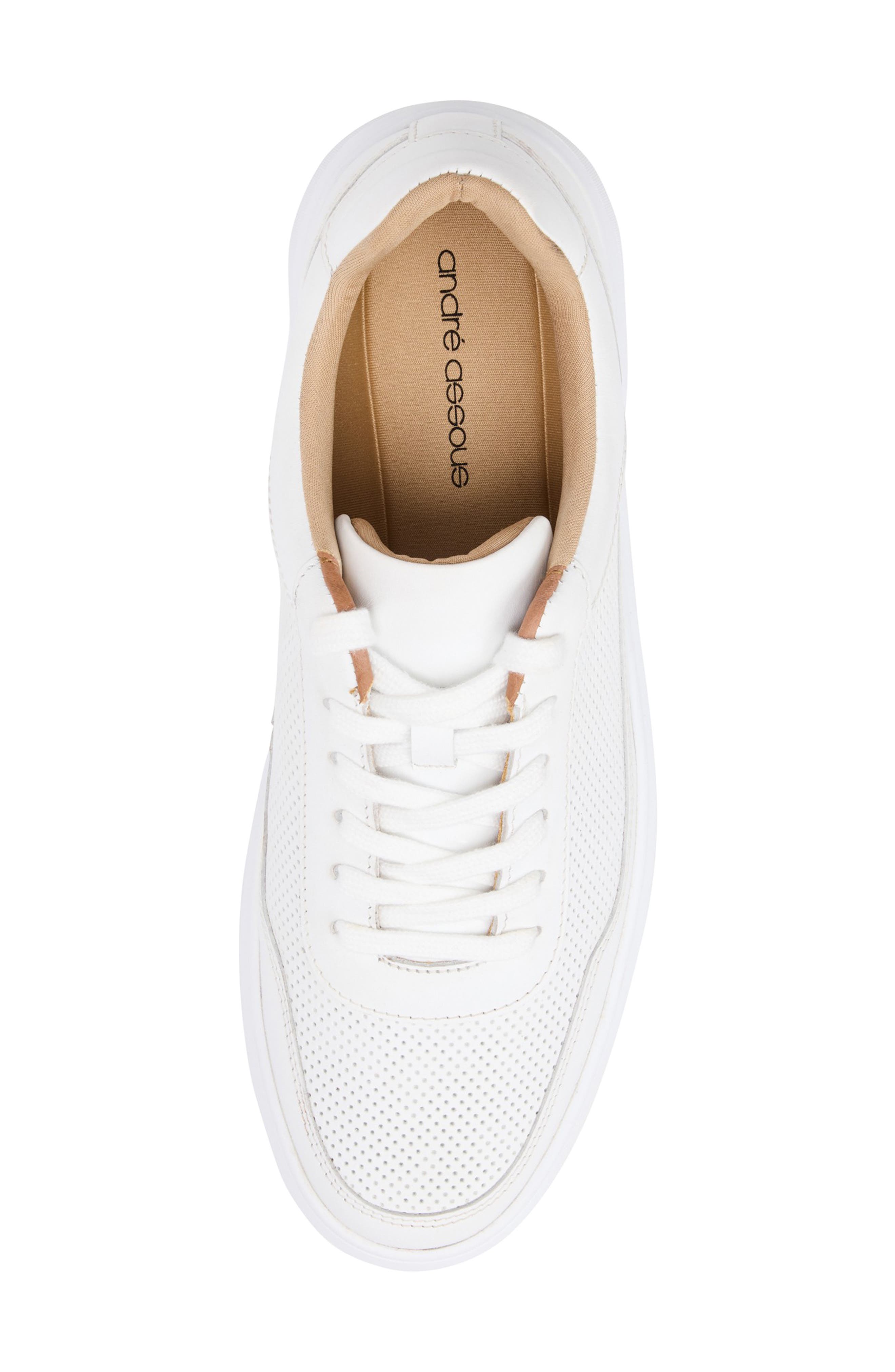 André Assous Andrew Perforated Leather Sneaker, Alternate, color, White Perf