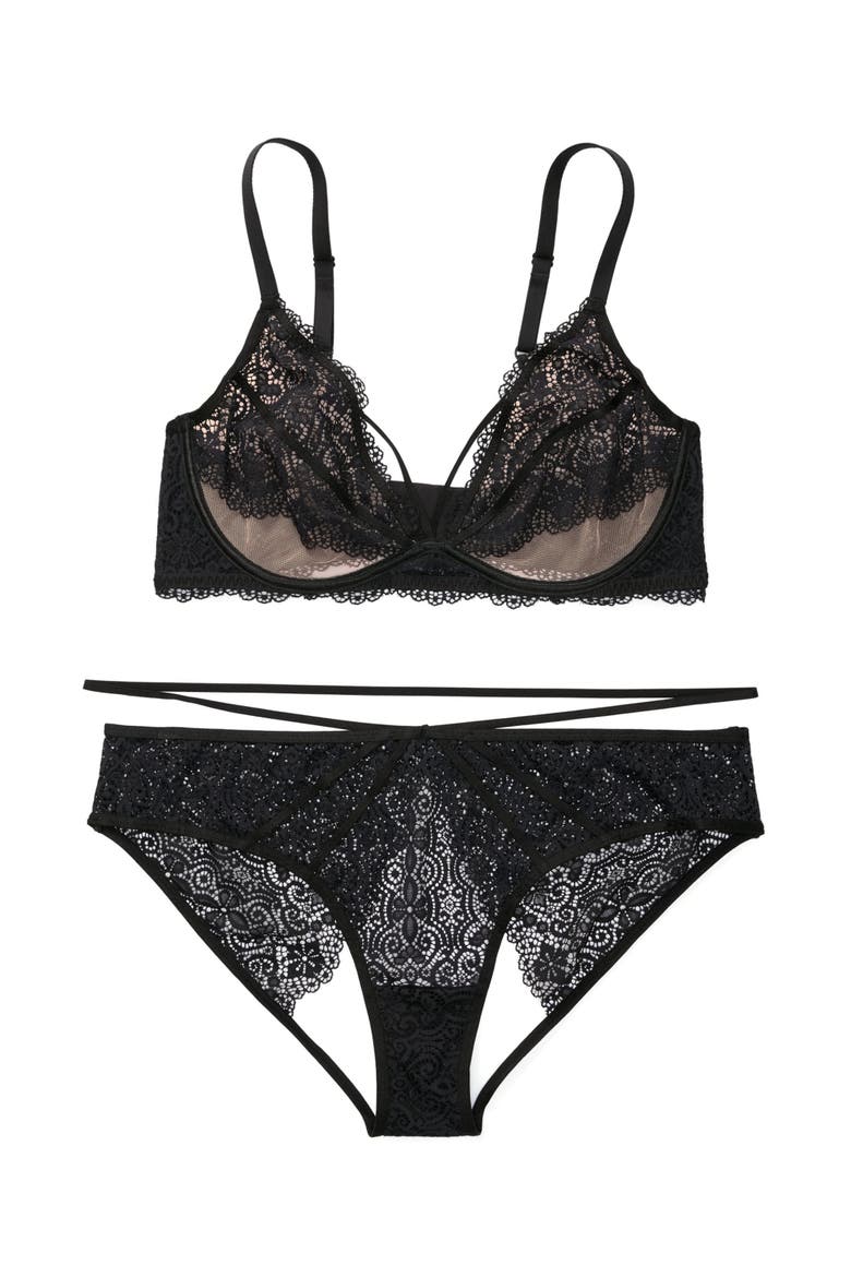 Jenni Unlined Plunge Bra, Alternate, color, Black