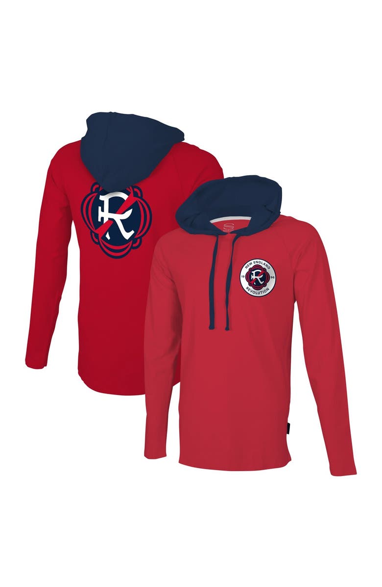 Stadium Essentials Men's Stadium Essentials Red New England Revolution Tradition Raglan Hoodie Long Sleeve T-Shirt, Main, color, 