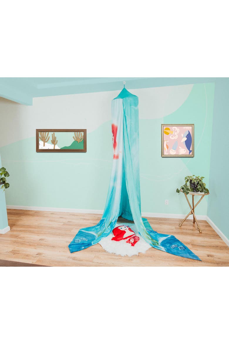 Disney The Little Mermaid Ariel Ceiling Bed Canopy | Hanging Curtain Netting, Alternate, color, Blue