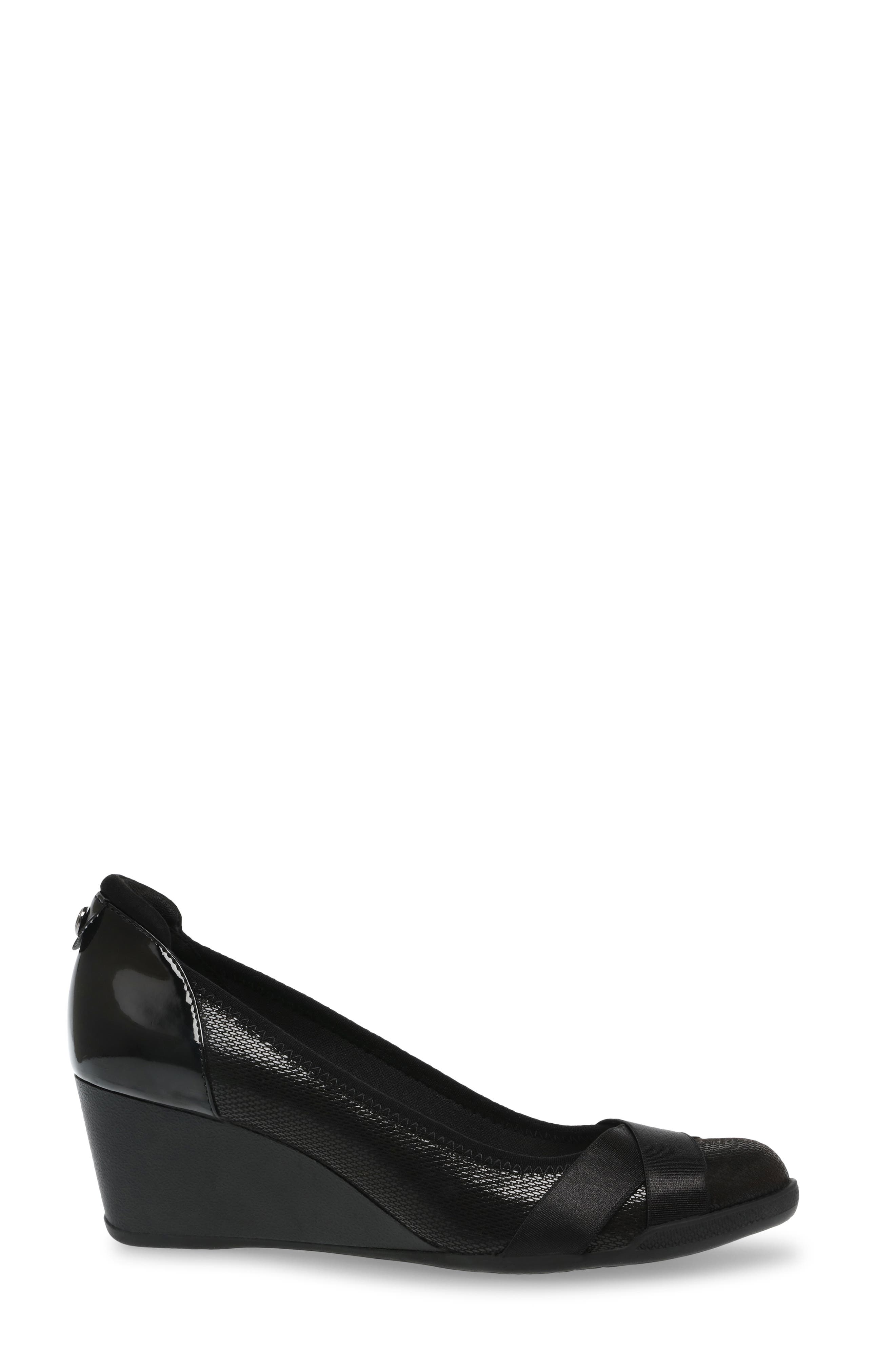 Anne Klein Timeout Wedge Pump, Alternate, color, Black Fabric