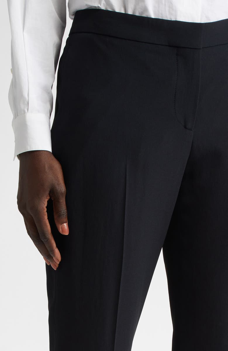 McQueen Leaf Crepe Cigarette Ankle Pants, Alternate, color, Black