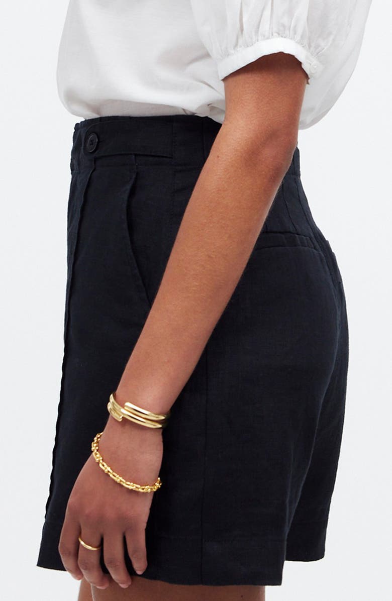 Madewell Clean Button Tab Linen Shorts, Alternate, color,