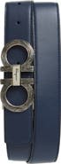 FERRAGAMO Salvatore Ferragamo Etched Double Gancio Reversible Leather Belt