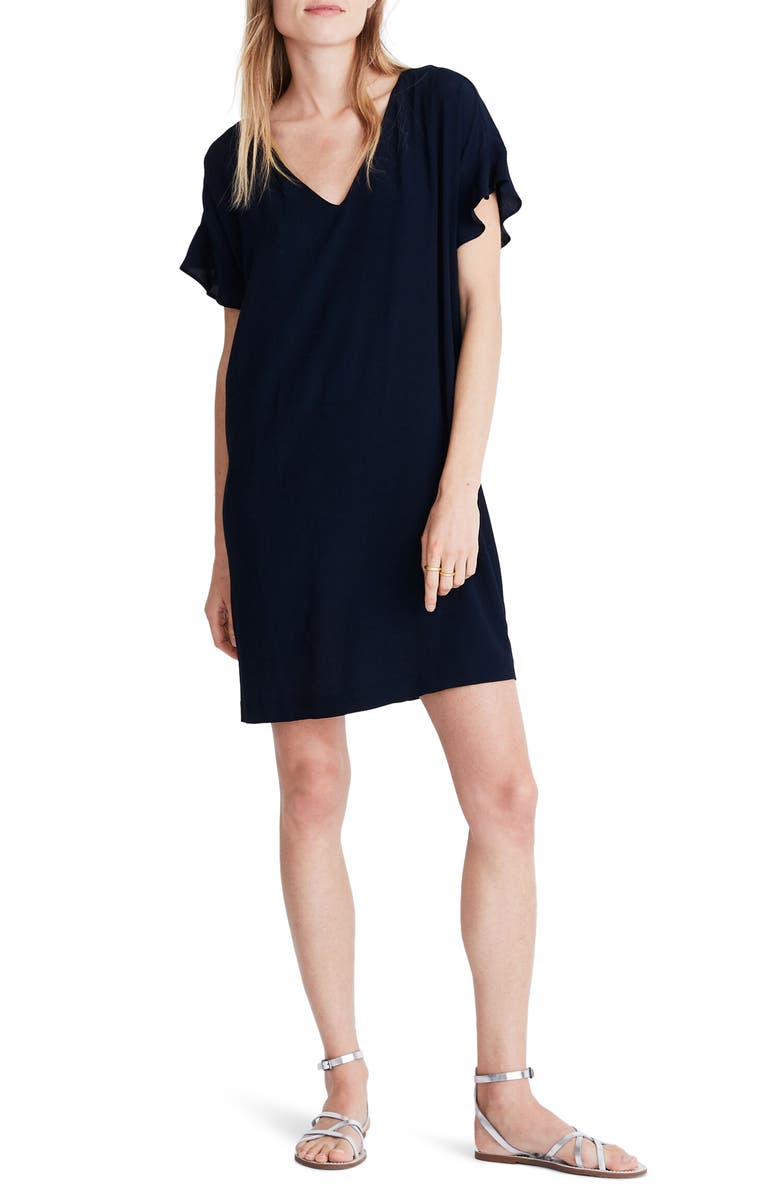 Madewell Ruffle-Sleeve Easy Dress, Main, color,