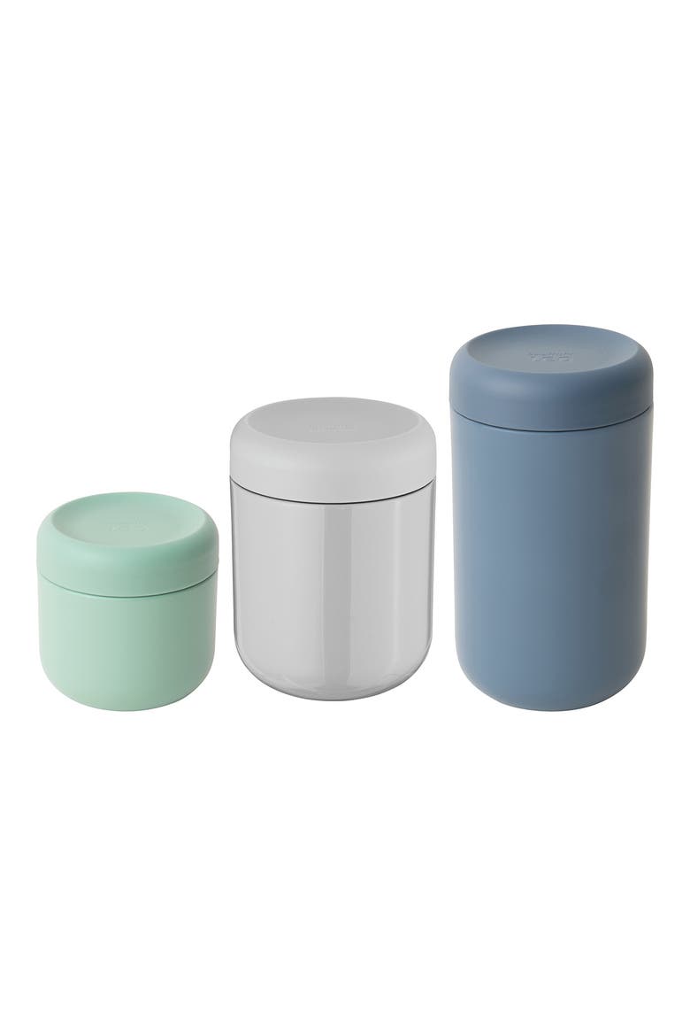 INTERNATIONAL Leo 3-Piece Thermos Set, Main, color, GREEN/ GREY/ BLUE