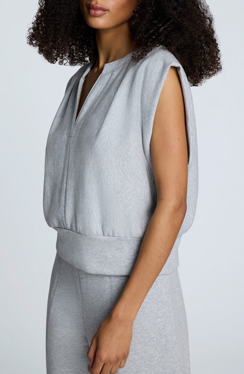 Kenneth Cole Terry Pleated Shoulder Top, Alternate, color, Light Grey Heather