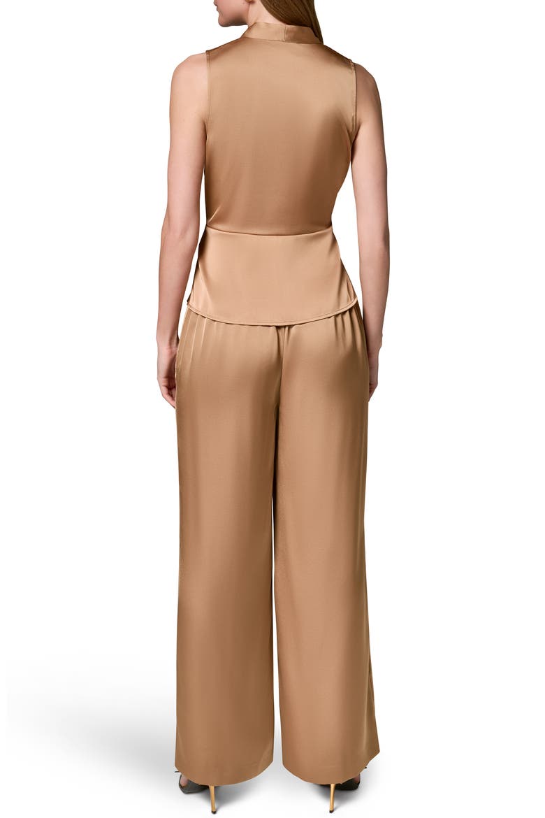 Sleeveless Faux Wrap Satin Top, Alternate, color, FAWN
